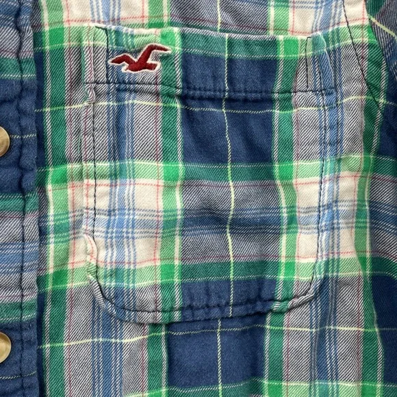 Hollister Flannel Shirt Men´s XL Blue Lined Outdoor Workwear Logger Cabin Grunge Shirts